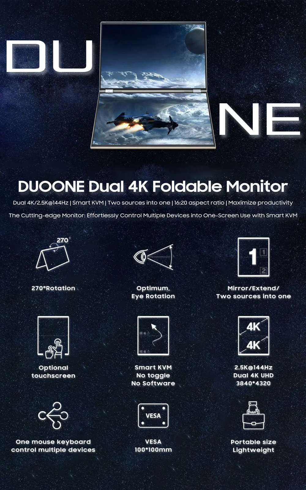 duoone, dual monitor, stack touchscreen, portable monitor