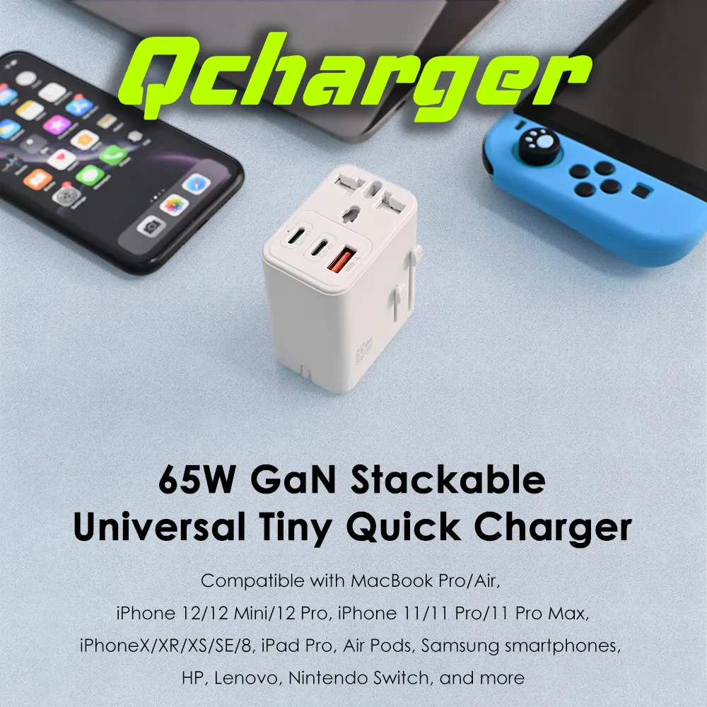 Qcharger: 65W 8-in-1 GaN Stackable PD Quick Charger for Anywhere (pre-order)